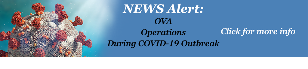 Slide with COVID illustration and News Alert - OVA Operations During COVID Outbreak